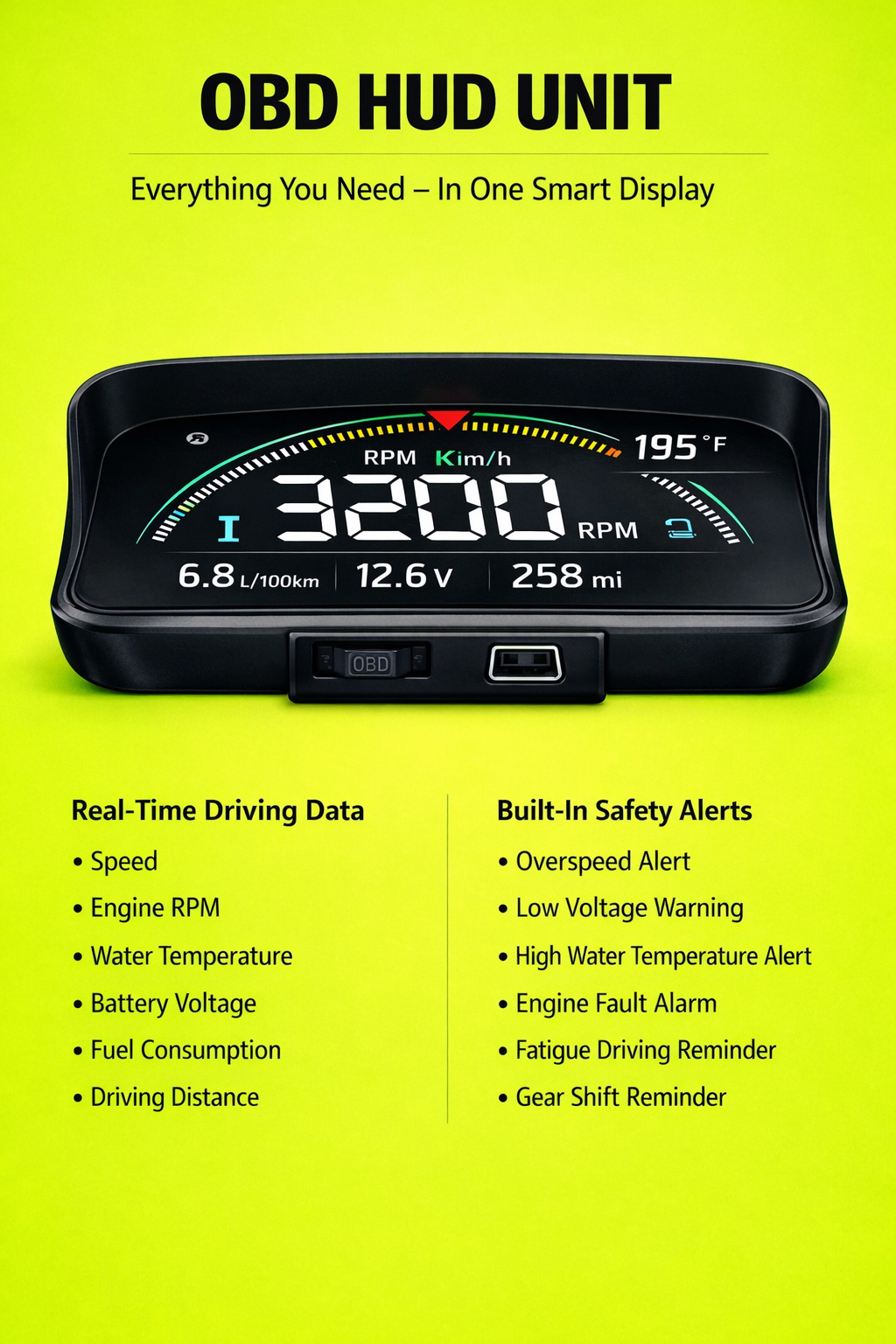 M8 Pro. OBD2 Head-Up Display (HUD)